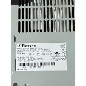 Bestec ATX-300-12EB3 Rev: S2R 300W MAX Power Supply Unit/ Power Cord -Tested